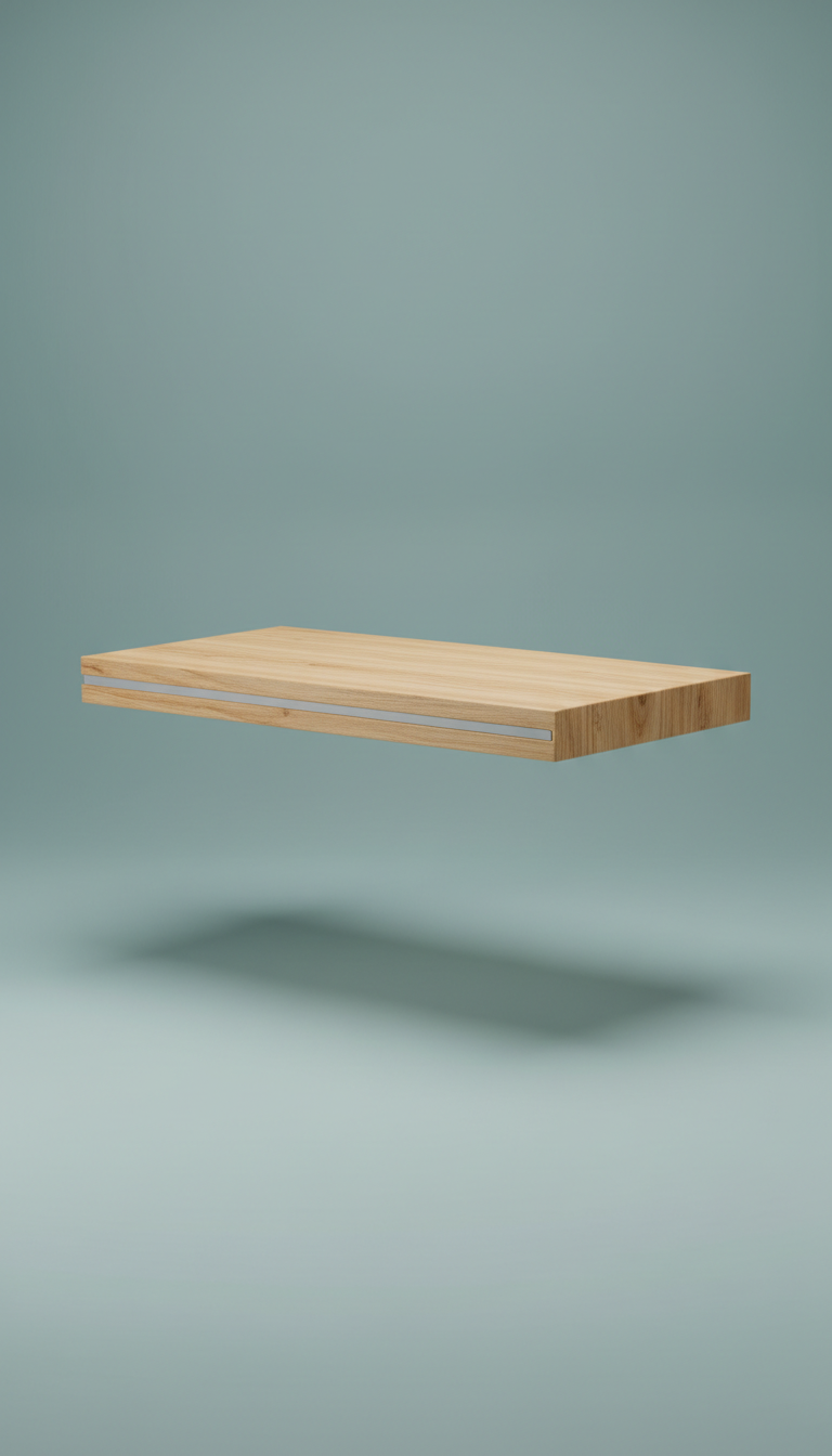 Compact Floating Shelf With Wood Accent