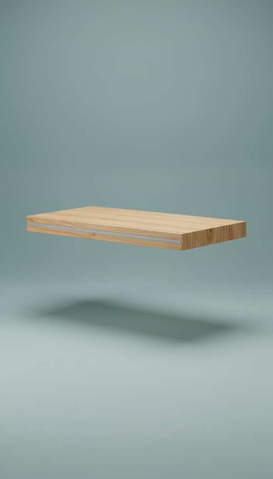 Compact Floating Shelf With Wood Accent